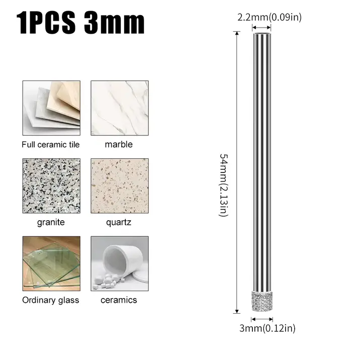 1 pièce Scie cloche diamantée 3-55mm pour verre, marbre, granit, pierre, carrelage, céramique, foret