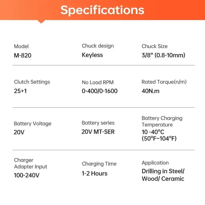 Perceuse sans fil 40 N.m 25 Plus 1 LYUWO