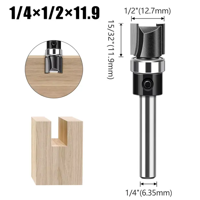 1pc 6mm 1/4 "roulement de tige droit routeur Bit copie coupe coupe ligne coupe Machine de découpage 