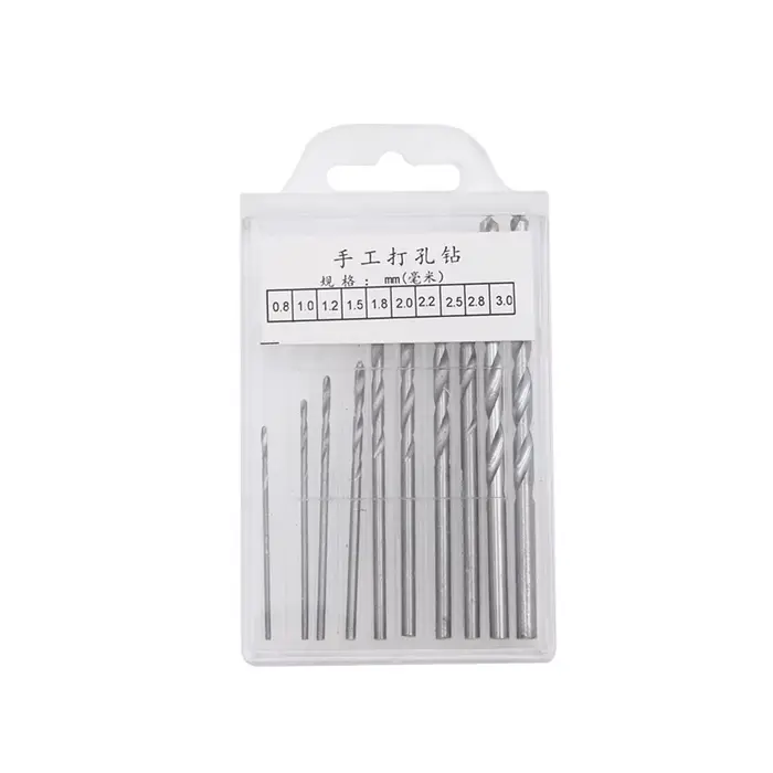 Mini ensemble d'outils avec perceuse hélicoïdale à main noire, 10 pièces, perceuse torsadée pour pât