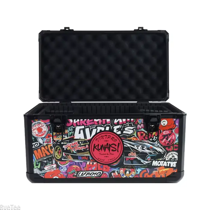 KUNAISI Boîte à outils Graffiti rose - Organisateur réglable double couche en alliage d'aluminium pour un rangement