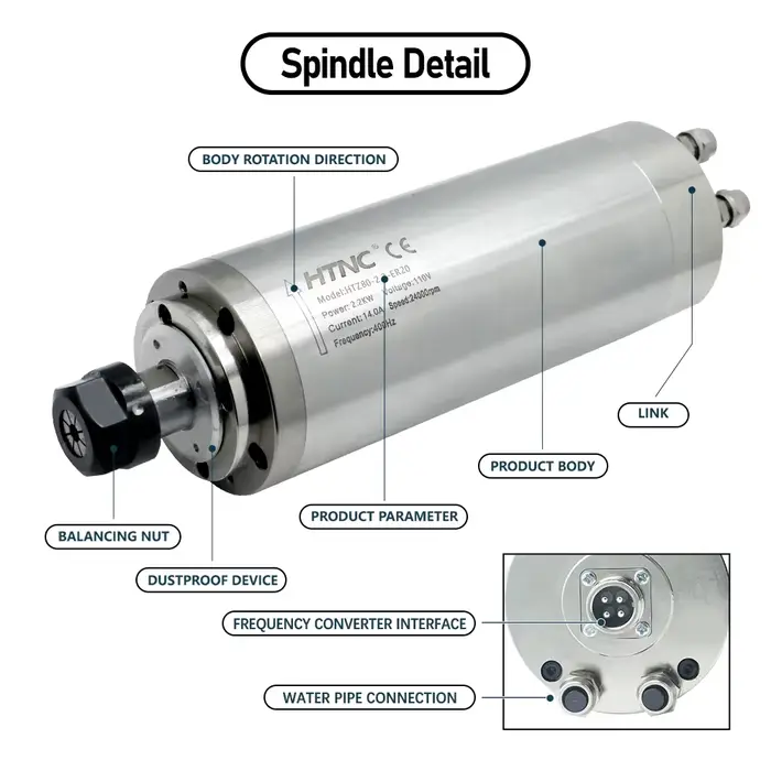 Moteur de broche CNC 2200W 220v ER20 2