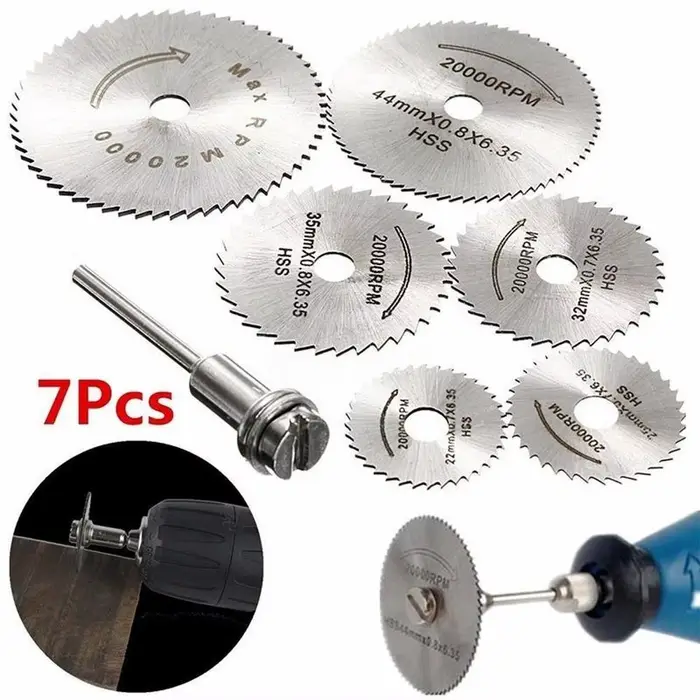 Perceuse 6 pièces 1/8 "tige haute vitesse en acier Mini lames de scie avec mandrins pour outil rotat