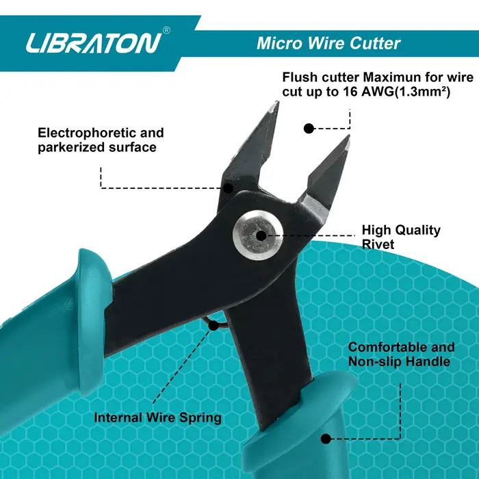 LIBRATON Micro coupe-fil électronique de précision coupe affleurante et pince coupante latérale coup