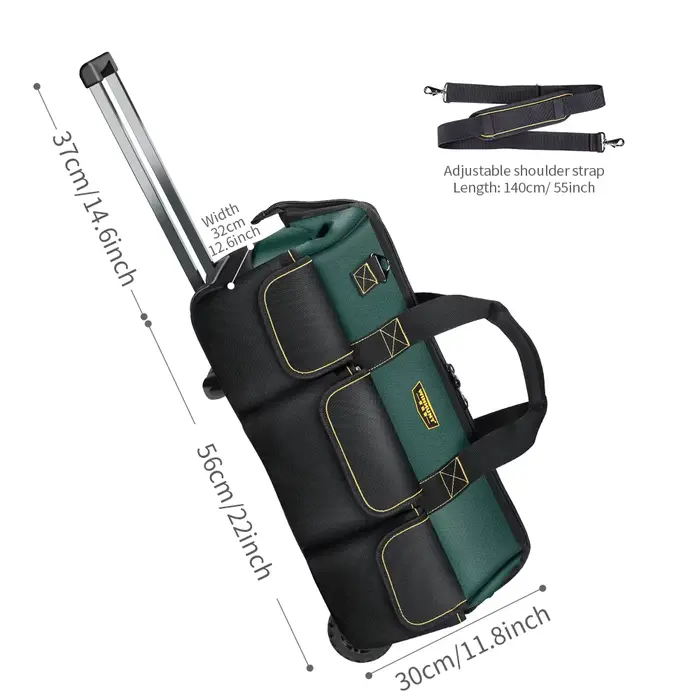 Sac à outils roulant, trousse à outils robuste, grande boîte à outils à tige de traction, sac spécia