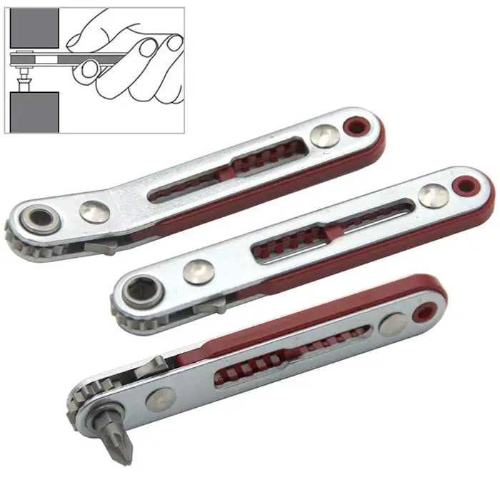Multifonctionnel Bidirectionnel Avant et Inverse Tournevis À Cliquet Coude Clé À Tête Plate Croix