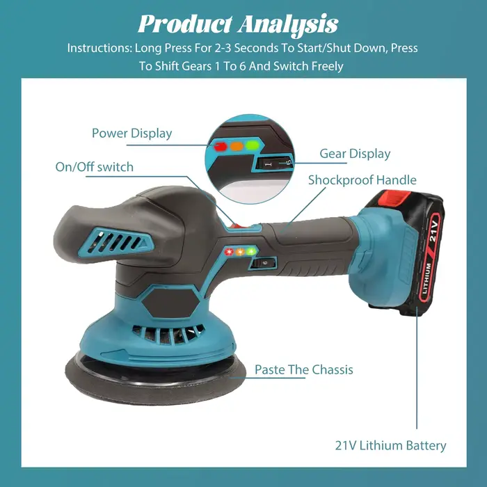 Makita – polisseuse électrique sans fil pour voiture, 6 vitesses, pot de polissage, outil, Machine d