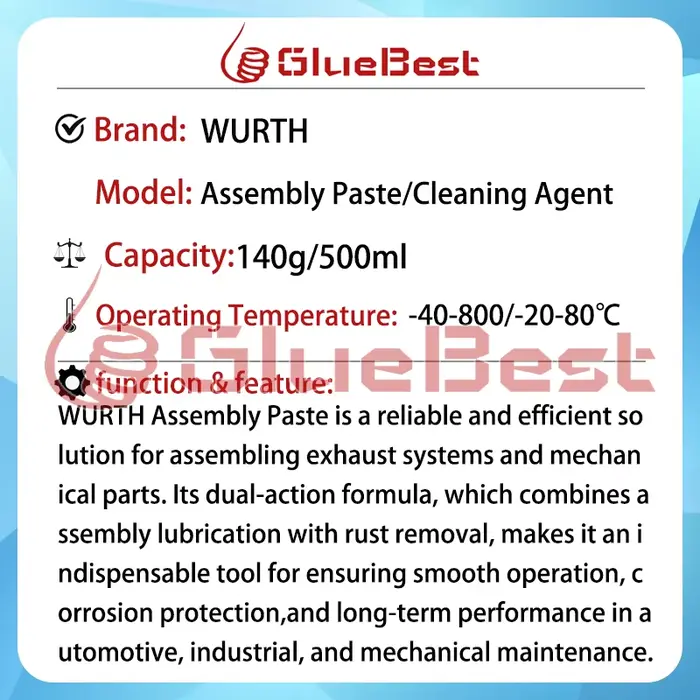 Pâte d'assemblage WURTH pour les applications