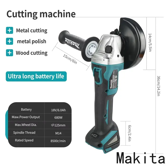 Meuleuse d'angle multifonction Makita DGA504 18V 6.0Ah 125mm sans balais à batterie lithium