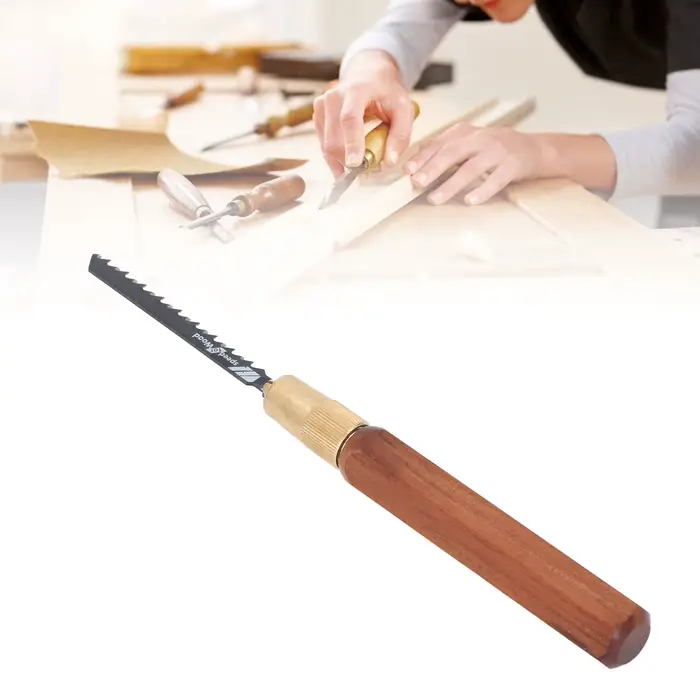Kit de scie à main, manche en palissandre en forme hexagonale et 5 lames