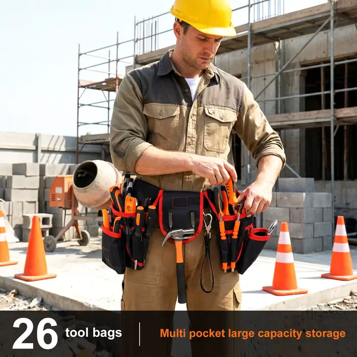 Ceinture porte-outils magnétique réglable multi-poches pour marteau