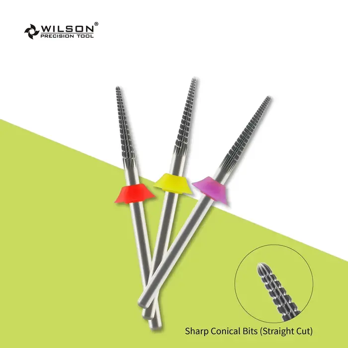 Embouts coniques affûtés WILSON (coupes droites et croisées) - Outils de coupe pour manucure