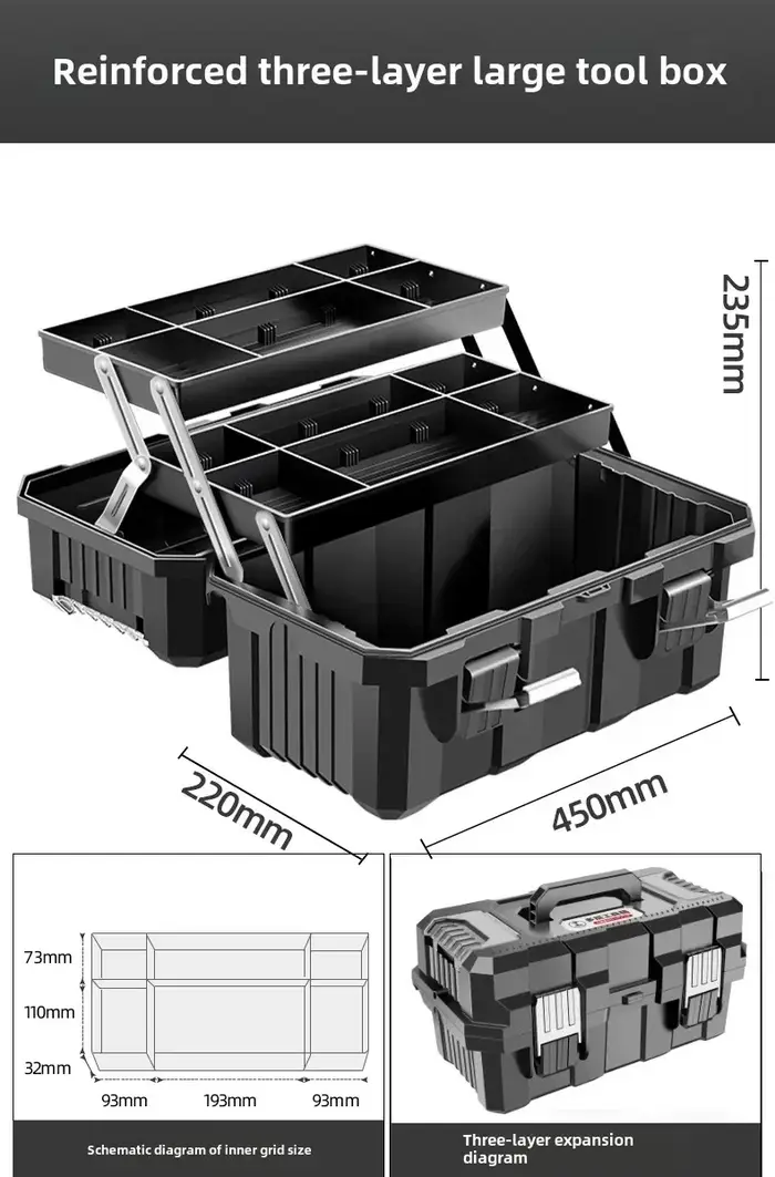 Green Forest – grande boîte à outils pliable à trois couches