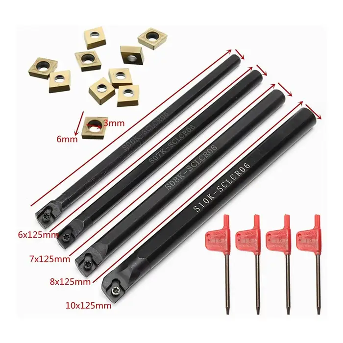 Barre de tournage et d'alésage SCLCR06 de 6/7/8/10 mm et 10 porte-inserts CCMT060204-HM pour barre d