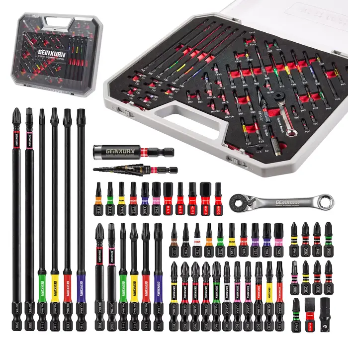 Geinxurn 58 pièces ensemble d'outils emballés avec des embouts de tournevis à percussion