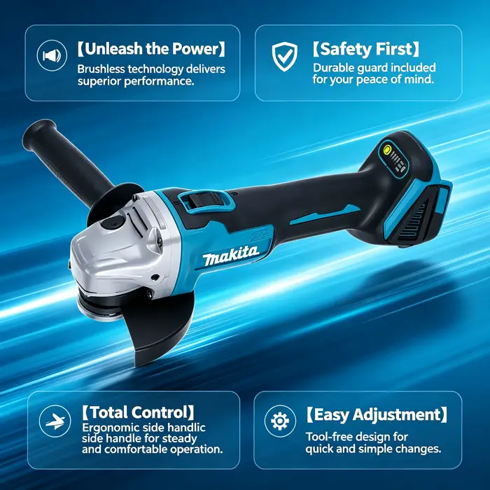 Meuleuse d'angle sans fil Makita DGA504 18V (125 mm) - Outil électrique au lithium multi-usage (machine nue)