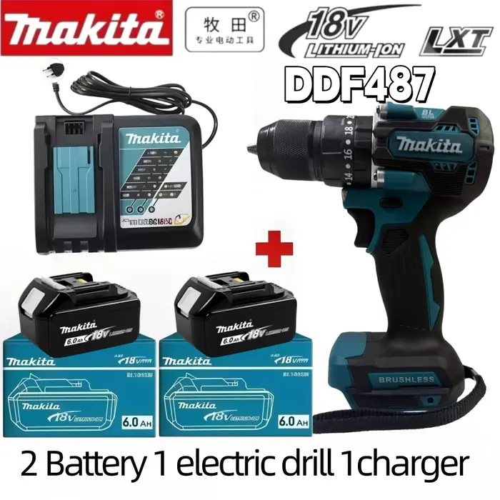 Ensemble perceuse-visseuse Makita 18V DDF487 13mm authentique d'usine