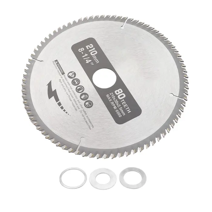 210mm 80 dents diamètre d'alésage 30mm lame de scie circulaire avec 3 joints toriques