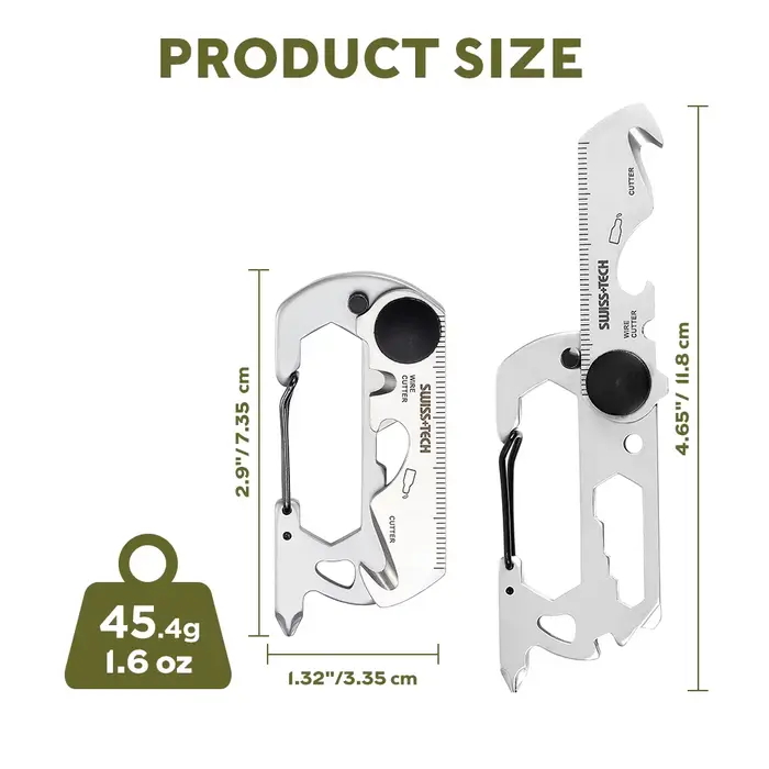 SWISS TECH 13 en 1 Mini outils multifonctionnels portables petit outil EDC de poche Kit multi-outils mousqueton pince randonnée Camping Gadgets