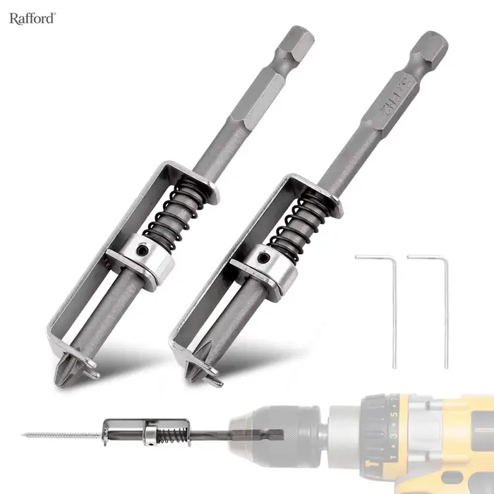 Rafford Porte-embout à vis anti-chute 2 pièces | Guide de perçage à ressort évolutif – Utilisation à une main pour les