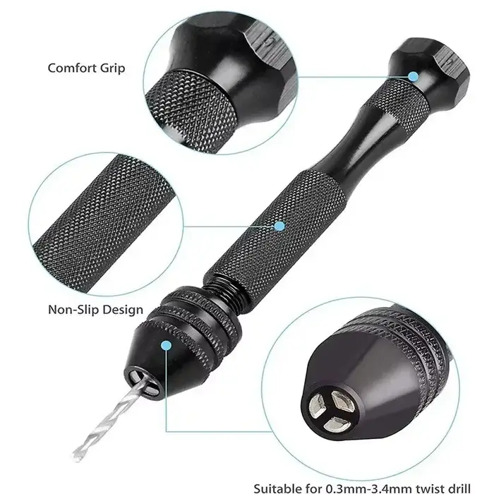 Mini perceuse à main avec jeu de forets de 0.3 à 3.2mm