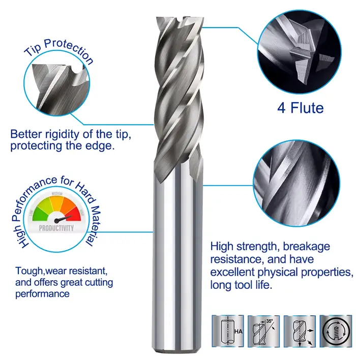 XCAN HSS fraise 4 cannelures fraise 1.5-13mm pour CNC Machine outils de fraisage routeur peu métal c