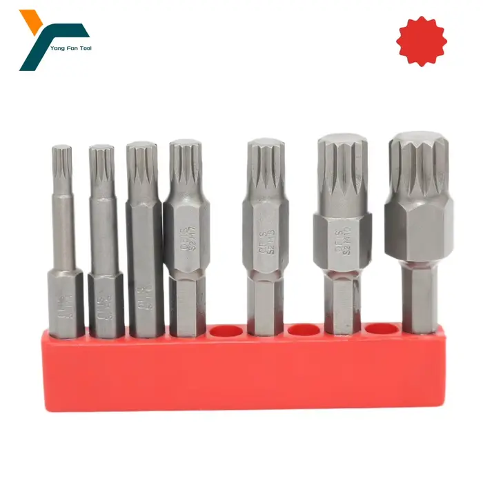 Tournevis Torx cannelé à 12 points, embout de 1/4 pouces, tige hexagonale, tête de perceuse à vent 5