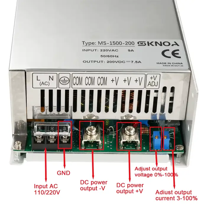 Alimentation réglable 500W 600W 1000W 1500W 0-12V 15V 24V 27V 30V 36V 48V 68V 72V 85V 110V 150V 220V DC laboratoire industriel Smps