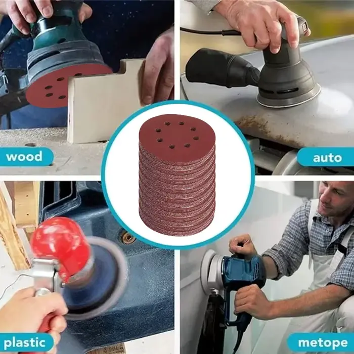 100 pièces disques abrasifs 8 trous crochet et boucle papier de verre adhésif 125mm 80 ~ 3000 grains pour ponceuse orbitale aléatoire feuilles abrasives outils