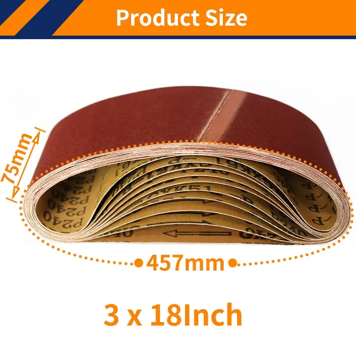 12 pièces 457*75mm bandes abrasives 3 "* 18" bande de ponceuse 4 de 80/120/150 grain mixte pour le polissage du bois et du métal mou
