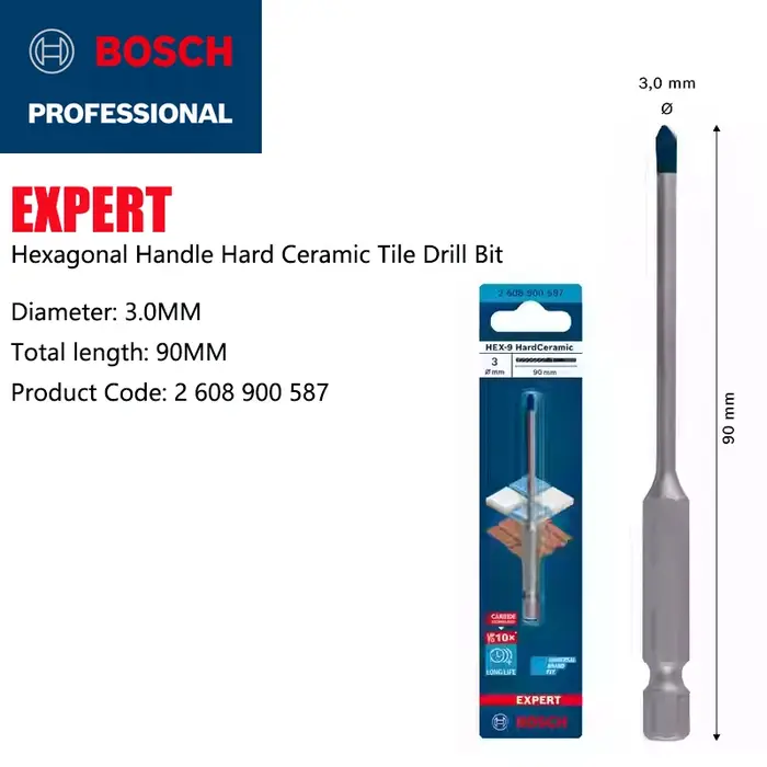 Forets en céramique dure BOSCH Hex-9 EXPERT Small Blue Arrow pour le perçage de marbre