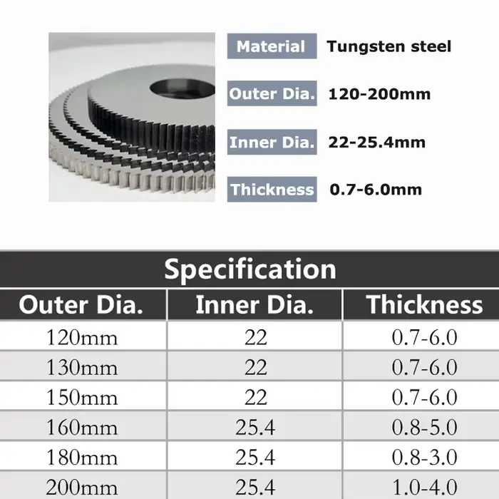 YZH lame de scie circulaire fraisage outil de coupe diamètre 120 130 150 160 180 200mm CNC pour métal acier