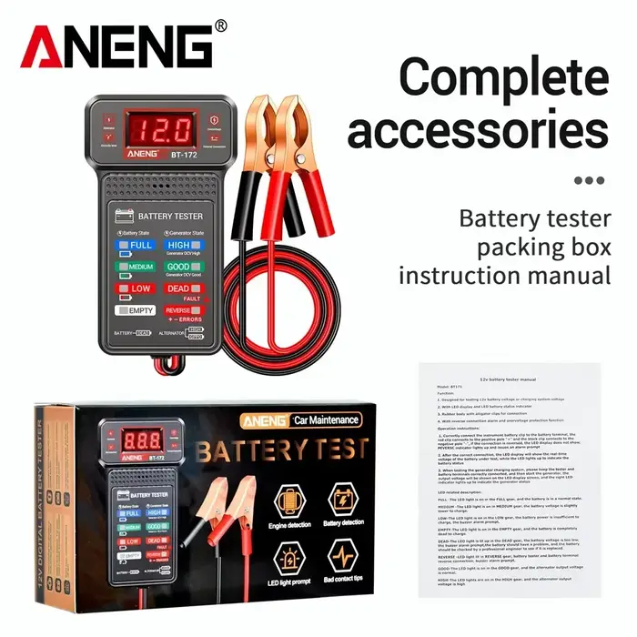ANENG – testeur de batterie de voiture BT-172, indicateur d'état 12V, analyseur de système de Charge