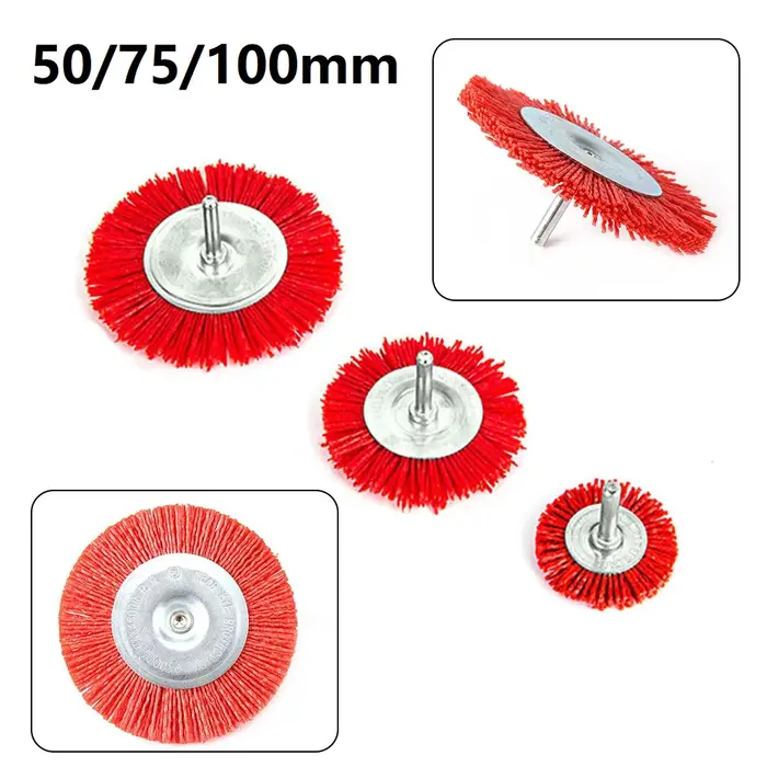 Brosse plate en Nylon, roue métallique Abrasive