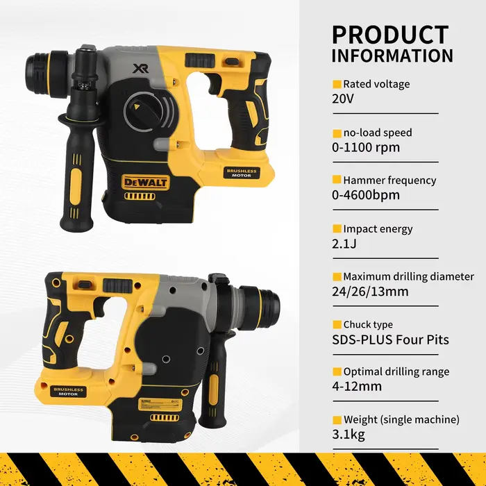 DEWALT DCH273 Marteau rotatif sans balais, batterie 20 V 6,0 Ah, énergie d'impact 2.1J, 360 ° Poigné