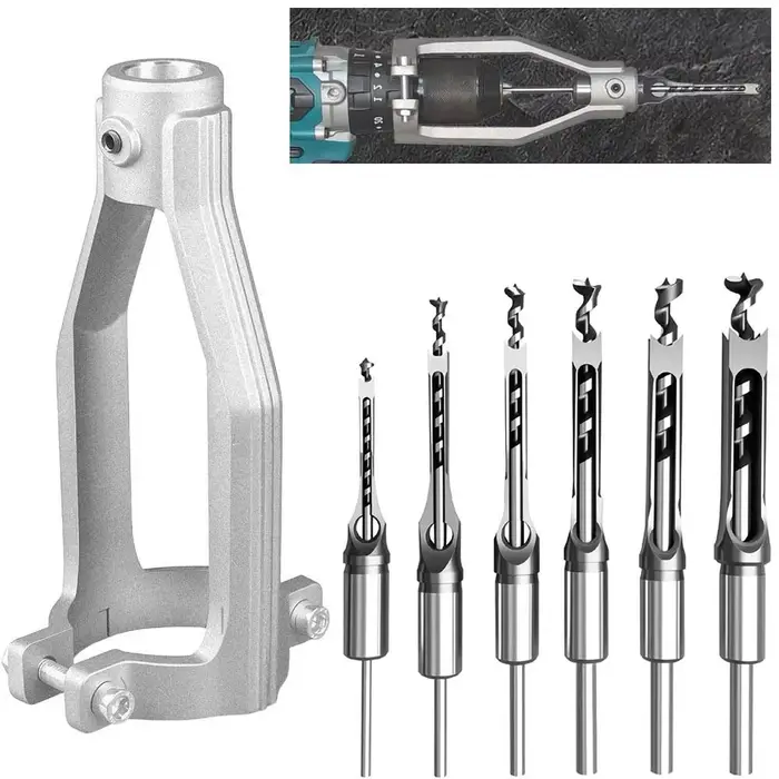 Adaptateur de foret à trous carrés durable et portable 6.4/8/11/12.7/14mm pour mortaiseuse DIY
