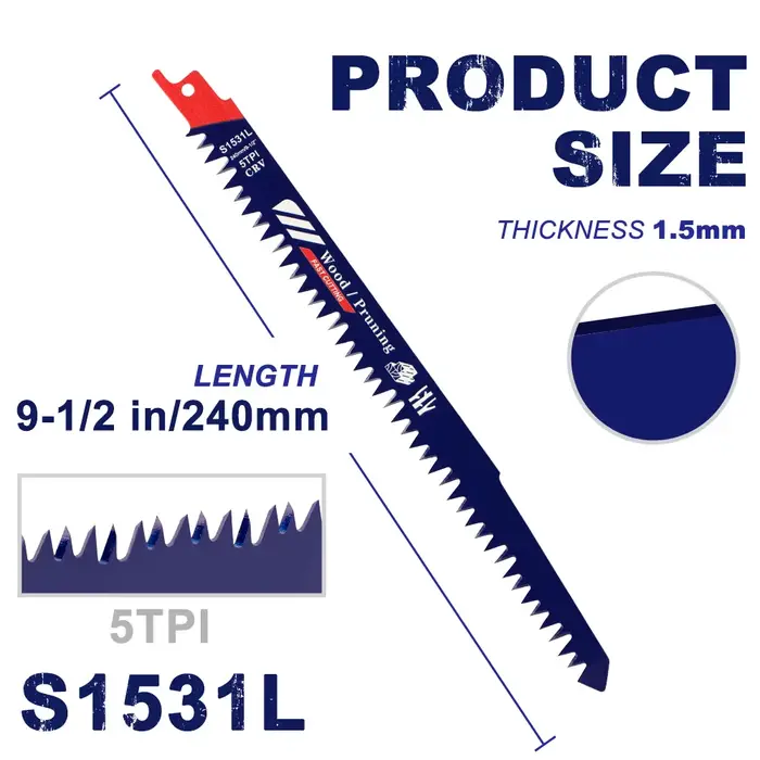 CMCP 1/2/5 pièces 240mm HCS lames de scie alternative S1531L pour le travail du bois