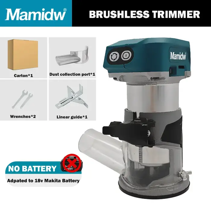 Mamidw tondeuse sans brosse routeur électrique sans fil charpentier fraisage gravure Machine à rainurer pour Makita 18V batterie broche