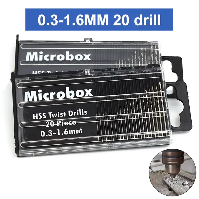 Kit d'outils de micro perçage pour le travail du bois et les circuits imprimés en PVC – Mini perceuse hélicoïdale de 20/25 pièces de 0,3-1,6 mm/0,5-3,0 mm