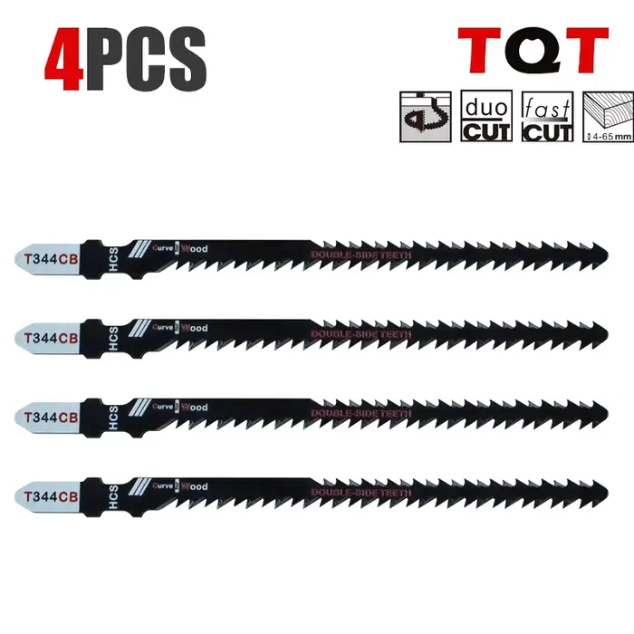 Lot de 4 lames de scie sauteuse double face T344Cb pour une coupe incurvée efficace, un jeu de lames