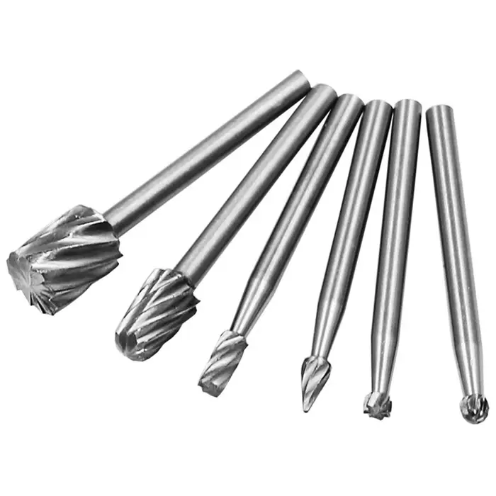 6 pièces outil rotatif Mini foret ensemble 3.1mm tige routeur meulage bavures fraise pour bois métal sculpture abrasif Dremel outil