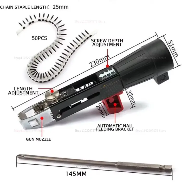 Tournevis automatique chaîne pistolet à ongles adaptateur pour perceuses électriques