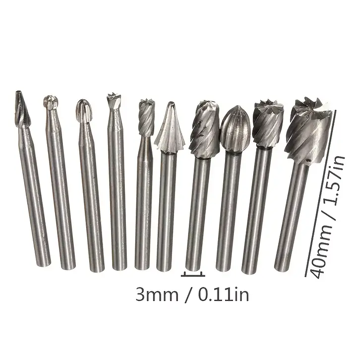 10 pièces ensemble travail du bois sculpture fraise pour Dremel fraisage rotatif fichier rotatif scu