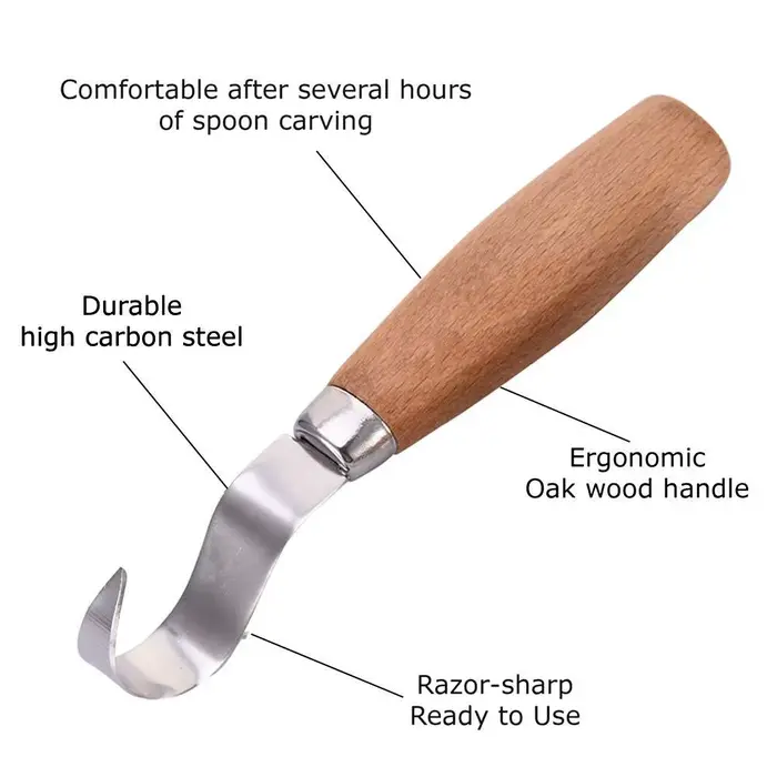 Couteau à découper le bois, ciseau à crochet, outils de sculpture, cuillère ergonomique pour le trav
