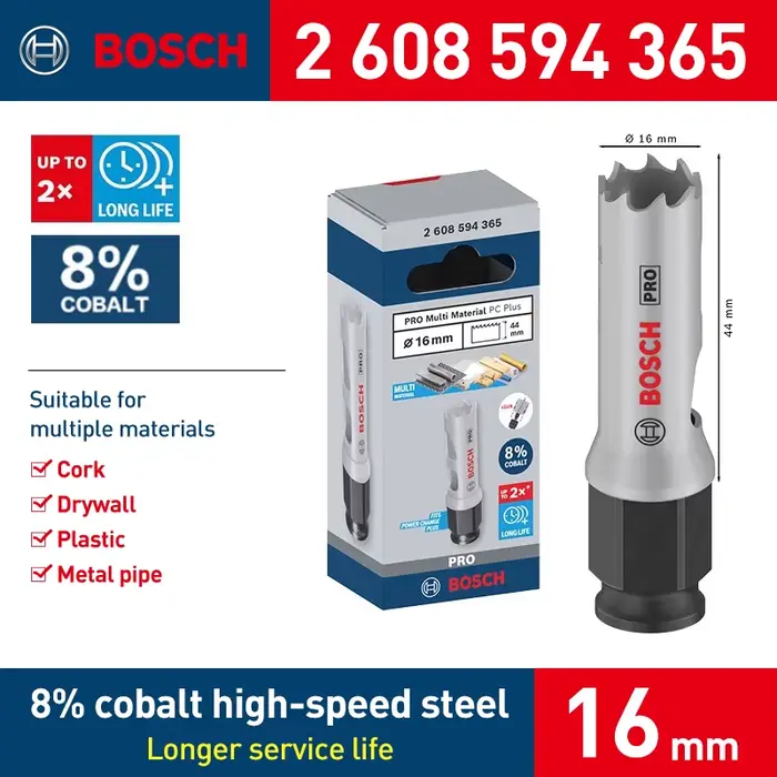 Scie cloche professionnelle Bosch Pro Series, bimétallique, à base de cobalt, pour bois et métaux, d