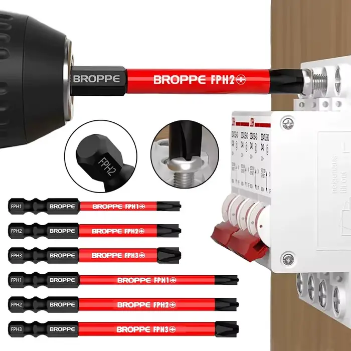 Tournevis d'électricien PZ/FL, embout de tournevis, tête de lot magnétique antidérapante FPH1 FPH2 F