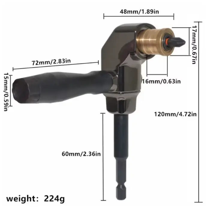 Dispositif d'angle pour perceuse électrique à rotation de 90 degrés