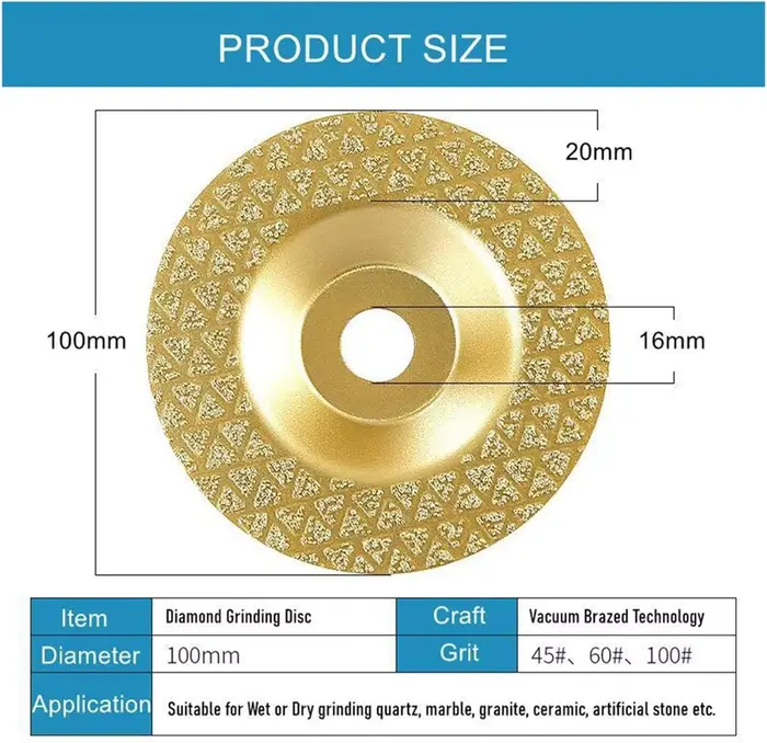 1PC 45/60/100 # Disque de meulage diamanté brasé pour meuleuse d'angle