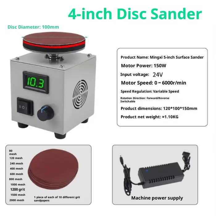 Petite ponceuse à disque électrique de 4/5/6 pouces, 150W/24V, rectifieuse à vitesse Variable 0-6000