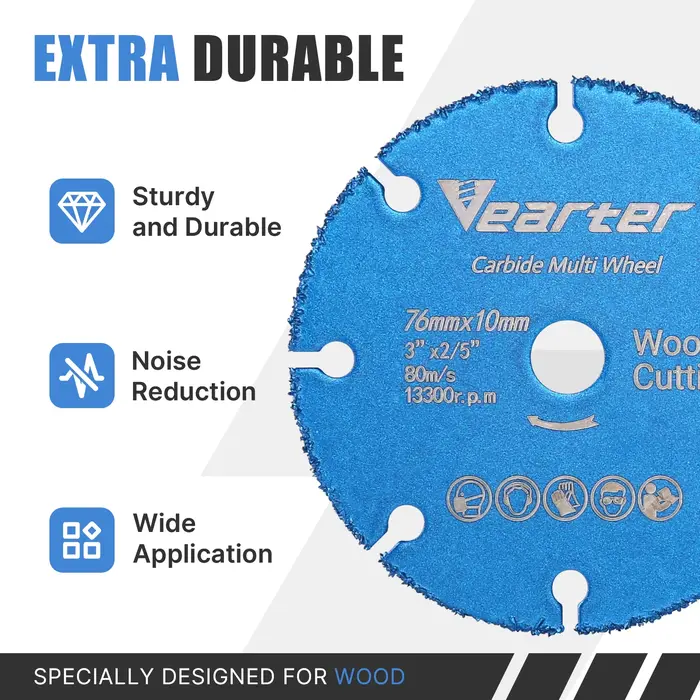 Vearter 76mm × 10mm lame de scie circulaire en carbure brasé sous vide disque de coupe du bois roue multi-outils pour meuleuse d'angle menuiserie